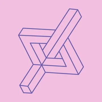 Escher paradox geometry. Optical illusion object. Sacred geometric figures. イラスト素材
