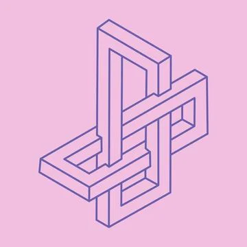 Escher paradox geometry. Optical illusion objects. Sacred geometric figures. Stock Illustration