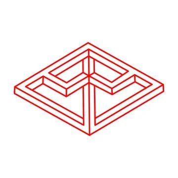 Escher paradox geometry. Optical illusion objects. Sacred geometric figure Stock Illustration
