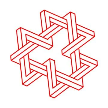 Escher paradox geometry. Optical illusion objects. Sacred geometric figure Stockillustratie