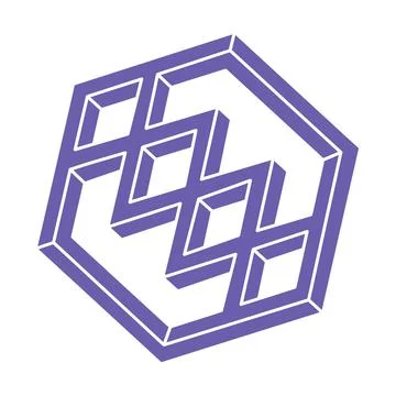 Escher paradox geometry. Optical illusion object. Sacred geometric figures. Op イラスト素材