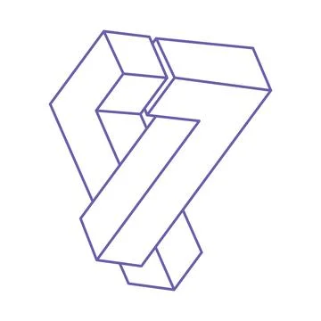 Escher paradox geometry. Optical illusion tattoo in trendy 2022 Very Peri color イラスト素材