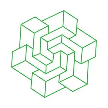 Escher paradox geometry. Optical illusion objects. Sacred geometric figures イラスト素材