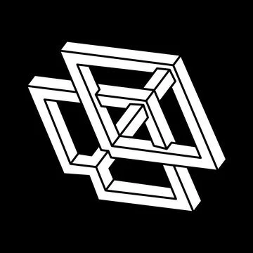 Escher paradox geometry. Optical illusion object. Sacred geometric figure 库存插图