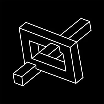 Escher paradox geometry. Optical illusion object. Sacred geometric figures Illustrazione stock