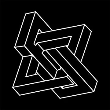 Escher paradox geometry. Optical illusion object. Sacred geometric figures. Op Stock Illustration