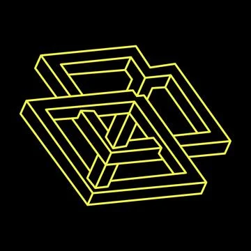 Escher paradox. Impossible optical illusion shapes. Optical art object Illustrazione stock