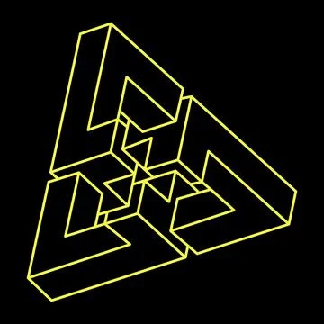 Escher paradox. Impossible optical illusion shapes. Optical art object Illustrazione stock