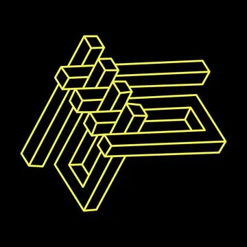 Escher paradox. Impossible optical illusion shapes. Optical art. Impossible Stock Illustration