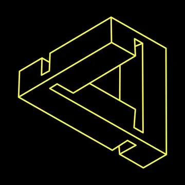 Escher paradox. Impossible shape, optical illusion, vector. Optical art object Stock Illustration