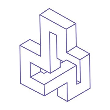 Escher paradox. Optical illusion objects. Sacred geometric figure. Optical art Illustrazione stock