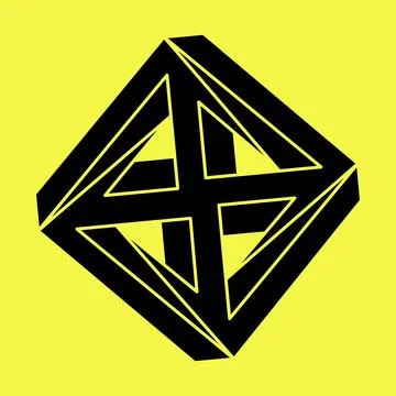 Escher style. Impossible shape logo design, optical illusion object. Optical art Stock Illustration