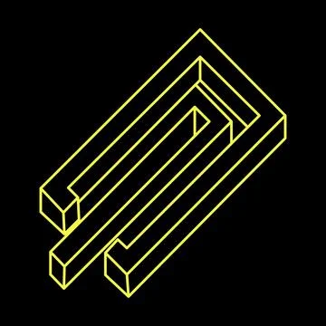 Escher style. Impossible shapes logo design, optical illusion object. Optical Stock Illustration