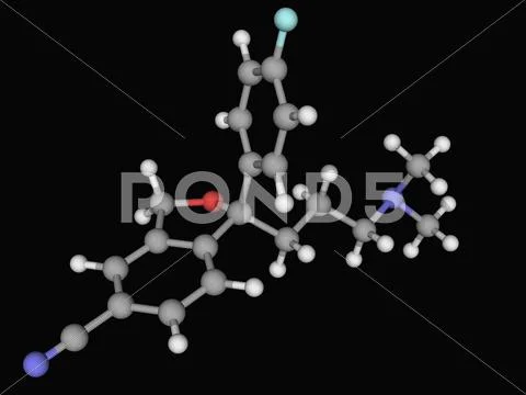 Escitalopram drug molecule Stock Illustration