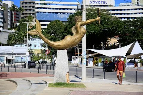  ESCULTURA - SEERIA - IEMANJÃ Escultura de sereia Ã vista no bairro do Ri Stock Photos