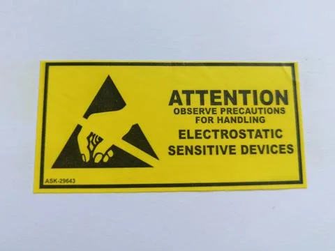ESD marking label for electrostatic sensitive devices Foto stock