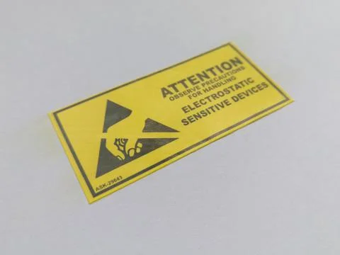 ESD marking label for electrostatic sensitive devices Foto stock