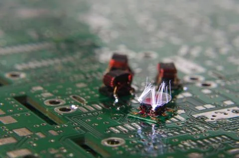 ESD sparks over RF electronics components Stock Photos