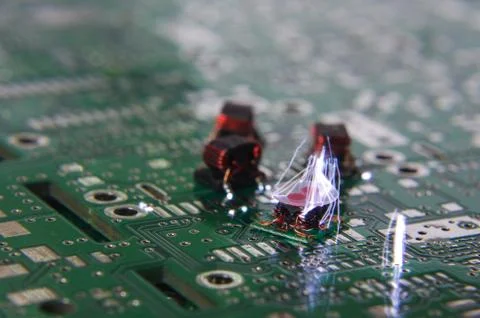 ESD sparks over RF electronics components Stock Photos