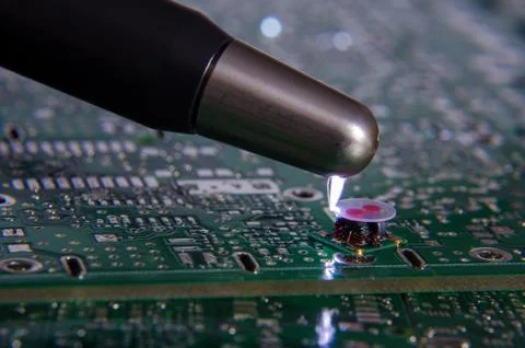 ESD sparks over RF electronics components Stock Photos