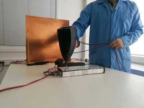 ESD test in the EMC lab Stock Photos