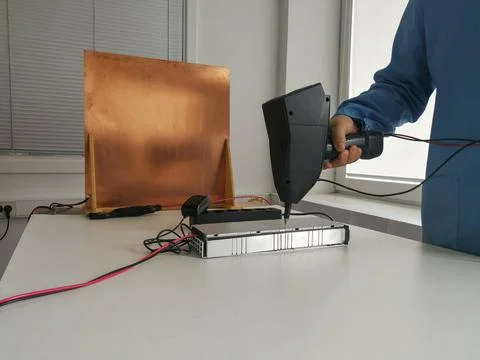 ESD test in the EMC lab 스톡 사진