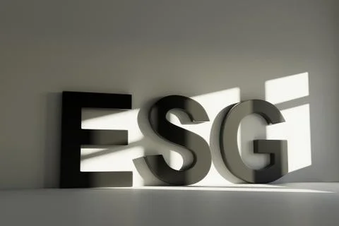 ESG concept text room 3D render illustration Stock Illustration