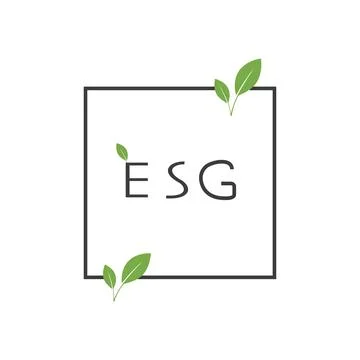 ESG in frame with green leaves. Environment, social, governance vector icon Stock Illustration