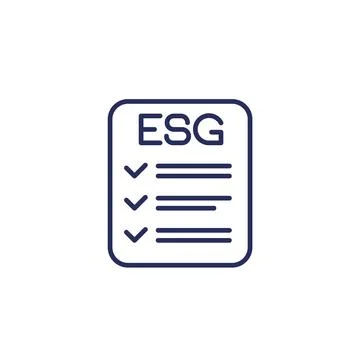ESG icon with checklist, line vector Stock Illustration