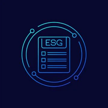 ESG icon with a checklist, linear design Illustrazione stock