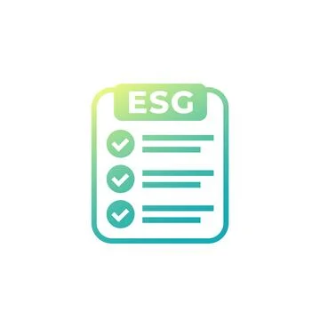 ESG icon with a checklist on white Illustrazione stock