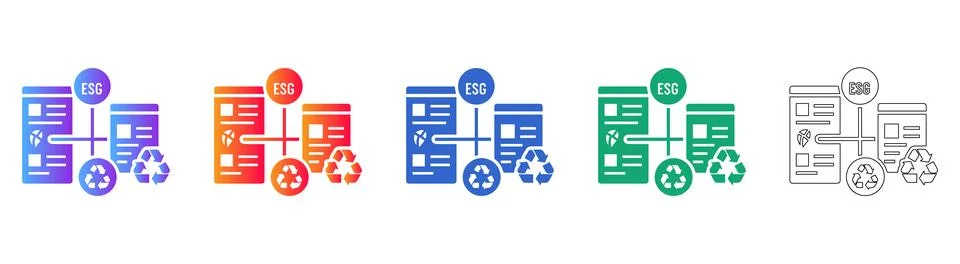 ESG Reporting and Sustainability Data Icons Set Illustrazione stock