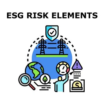 Esg risk elements analysis and sustainable management Stock Illustration