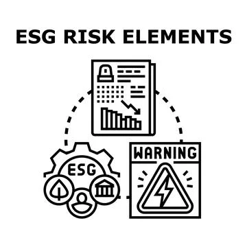 Esg risk elements creating business impact warning Stock Illustration