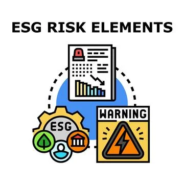 Esg risk elements creating business impact warning 스톡 일러스트