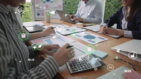 ESG SDGs net zero go green. Carbon credit report for carbon offset price. 스톡 동영상 257871042