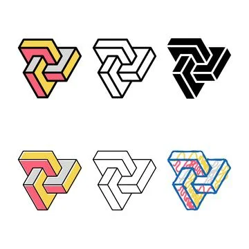 Esher designs impossible geometric shape color icon vector 库存插图