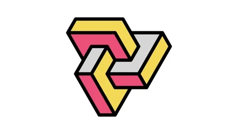 Esher impossible geometric shape color icon animation Stock Footage 225011502