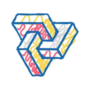 Esher impossible geometric shape icon doodle illustration Stock Illustration