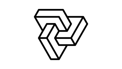 Esher impossible geometric shape line icon animation Stock Footage 224347267