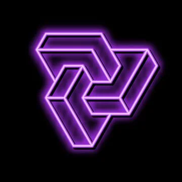 Esher impossible geometric shape neon glow icon illustration Stock Illustration
