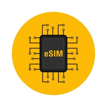 ESIM chip card concept icon. Embedded sim card cellular mobile technology smart Stock Illustration