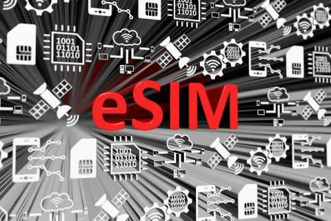 ESIM concept blurred background 3d render illustration 스톡 일러스트