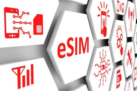 ESIM concept cell background 3d illustration Stock Illustration