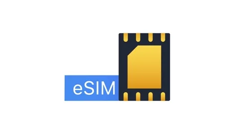 ESIM Embedded SIM card icon symbol concept. new chip mobile cellular Stock Footage 150648757