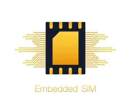 ESIM Embedded SIM card icon symbol concept. new chip mobile cellular communic イラスト素材