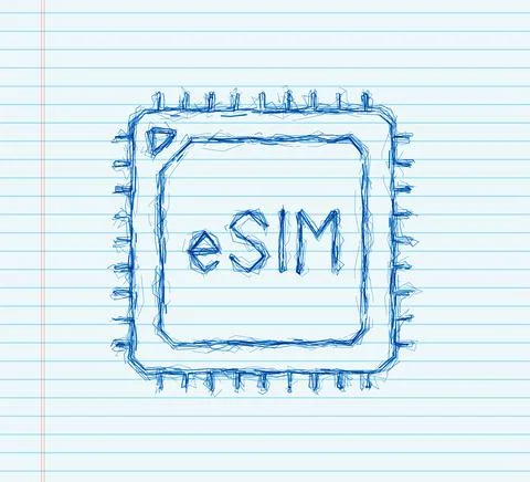 ESIM Embedded SIM card icon symbol concept. new chip mobile cellular Stock Illustration
