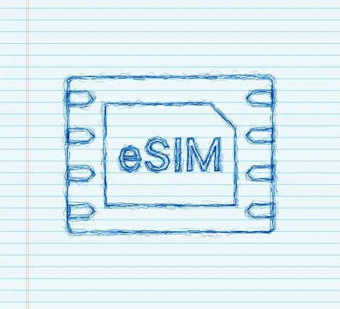 ESIM Embedded SIM card icon symbol concept. new chip mobile cellular Stock Illustration