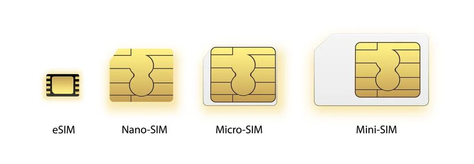 ESIM Embedded SIM card icon symbol concept. new chip mobile cellular Stock Illustration
