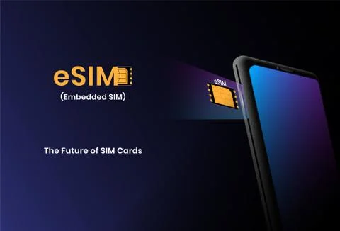 ESIM technology concept with smartphone. embedded sim the next gen of sim Stock Illustration